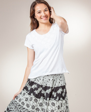 Z11-11-14La Cera Tiered Crinkle Skirt in 100% Cotton - Daisy