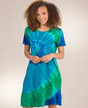 Plus Cotton Dresses - La Cera A-Line Cotton Knit Dress -  Popping Blue