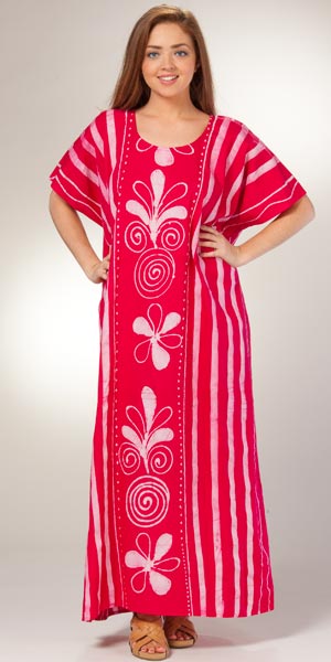Cotton Kaftan Lounger - One Size Women's Pink Cotton Caftan