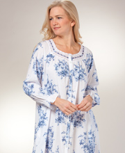 La Cera Robe - Long Sleeve Cotton Button Front Gown - Dusty Rose