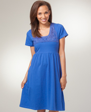 Phool Knit Dresses - Short Sleeve Tie-Back Cotton Blend Dress - Indigo