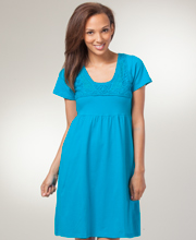 Phool (Size S) Cotton Dresses - Short Sleeve Tie-Back Knit Dress in Turquoise