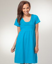 SC SALE (Size S) Cotton Dresses - Short Sleeve Tie-Back Knit Dress in Turquoise