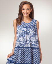Plus Dresses (2X) - Cotton La Cera Sleeveless Sun Dress in Flower Showers