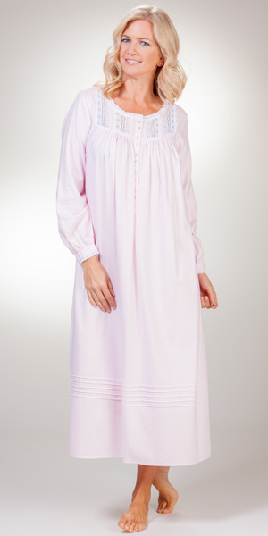 Nightgowns by Eileen West - Pink Long Sleeve Flannel Ballet Gowns