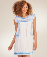 SC SALE Sleeveless Coverup (Size S) Short Embroidered Rayon Beach Dress - Roma White