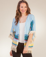 Kimono Jackets - One Size Short Sleeve 100% Rayon Fringe in Mojave