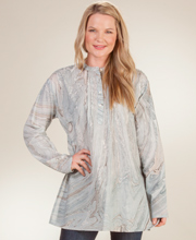 Cotton Tunic Top - Long Sleeve Blouse in Slate