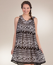 Casual Dress - One Size Sleeveless Rayon Beach Dress in Metric