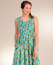 Long Sundresses (Size Small) Smocked Sleeveless Cotton Dress in Morning Meadow