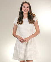DownEast (Size S & L) 100% Cotton Eyelet Cap Sleeve Dress in Ivory
