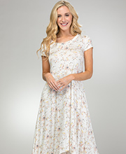 DownEast (Size S & M) Cap Sleeve Rayon Blend Floral Dress in Country Floral 