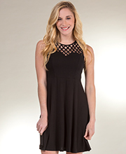 Neesha Sleeveless Dress - Criss Cross Rayon Blend Dress in Black