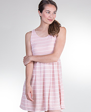 Sundresses - Neesha Short Sleeveless Poly Blend Tank Dress in Pink Stripe