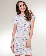 SC SALE Last Ones Special - Sesoire (Size Small) Cotton Rayon Short Sleeve Night Shirt in Mountain Flower