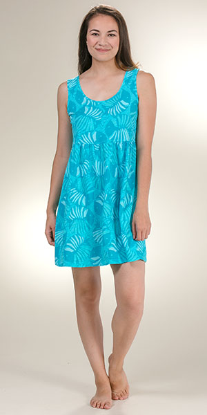 Serene Comfort Sun Moda By Icantoo Coverups Jersey Cotton Babydoll Dress In Aqua Cove