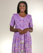 Button Front Dresses - La Cera Small Rayon Short Sleeve in Lilac Oasis