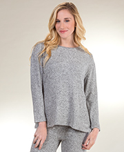 SC SALE Plus (2X) Rayon Blend Top - La Cera Cozy Lounge Long Sleeve Top in Heather Gray