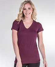 Nostalgia Cap Sleeve V-Neck  Comfort Blend Tee in Maroon
