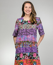 Women's La Cera Short Sleeve Cotton Float Dress in Patchwork Floral