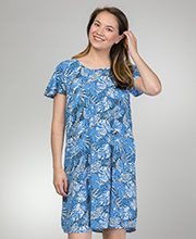 SC SALE Last One Special - Blue Water (Size Med.) Sundress - Short Sleeve Rayon Dress in Blue Serenity