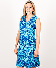 SC SALETreasures of Bali (Sizes S & XL) Rayon Sleeveless Sundress in Royal Palms