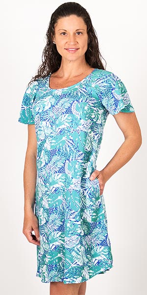 teal short sleeve dress