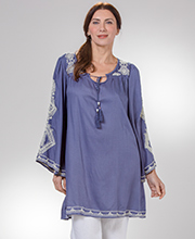 Nostalgia (Size S & M)  Apparel Rayon Bell Sleeve Dress/Top in Slate Blue 