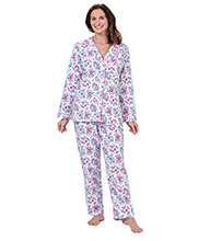 La Cera 100% Cotton Flannel Pajama Set in Pink Vintage