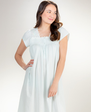 Plus Silkyknit Nightgowns - Miss Elaine Flutter Sleeve Short Nightgown in Mint
