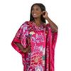One Size Kaftans - Winlar Polyester Charmeuse Long Caftan Dress in Fuchsia Tropical Jackie