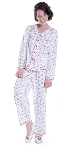 Mistletoe Pajamas 100% Cotton Knit Pajama Set by La Cera in Mistletoe