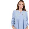 Plus Size Long 100% Cotton Seersucker Zip Front Robe Embroidered in Blue or Red Stripe