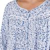 La Cera Long Sleeve 100% Cotton Mid Gown in Mini Blue Floral