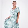 One Size Fits Most (Miss & Plus) Short Sleeve Rayon 52" long Umbrella Style One Size Tie-Dye House Dress in 6 color options