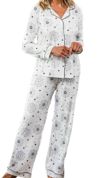Luscious Bamboo Pajama Set by Yala - Long Sleeve Long PJS in Celestial, Black, Red and Aster