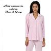 La Cera Cozy Comfort Tailored Classic PJ Set with Pockets in Pink, Blue & Grey