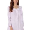 Eileen West Long Sleeve Cotton Knit Long Nightgown in Pink Ditsy