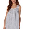 Eileen West (Sizes M & L) Cotton Chambray Sleeveless Long Nightgown in Misty Grey Chambray