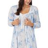 Eileen West Two Piece Nightgown and Robe Set - 100% Cotton Ballet Length in Classic  Blue Floral