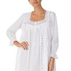 Eileen West Two-Piece Long Cotton Lawn Sleeveness Nightgown / Robe Set in Regency White