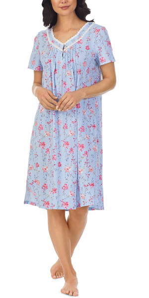 Carole Hochman Short Sleeve 100% Cotton Waltz 42&quot; Nightgown - Floral Bounty