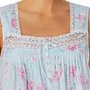 Cotton Lawn gown in Whimsical Rose -pink roses print on soft aqua ground