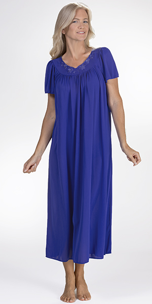 Miss Elaine Classics Nylon Tricot Ballet Nightgown - Lapis Blue