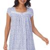 Eileen West Cotton Knit Cap Sleeve Ballet Nightgown in Blue Ditsy