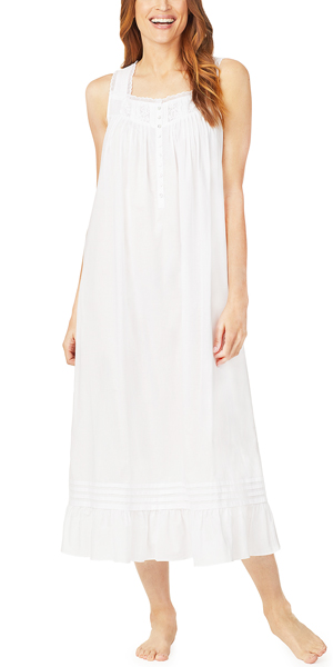 Eileen West Sleeveless Ballet Nightgown 100% Cotton in Pure White