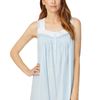 Eileen West Long Cotton Sleeveless Nightgown in Powder Blue Dobby Stripe