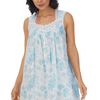 Eileen West (Size M) Sleeveless Woven Cotton Ballet Nightgown in Aqua Floral