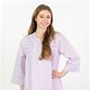 Plus Miss Elaine Seersucker Robe - Long Smocked Zip Front Long Sleeves in Lilac Stripe