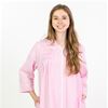 Miss Elaine Seersucker Robe - Long Smocked Zip Front Long Sleeves in Pink Stripe